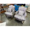 Image 1 : PAIR OF WOOD FRAMED UPHOLSTERED OCCASIONAL CHAIRS