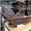 Image 3 : CHINESE HAND CRAFTED TAN ROSEWOOD 'JUNK' SAILING VESSEL MODEL 42IN LONG 2FT TALL  VALUED OVER $4,000