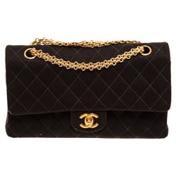 Chanel Quilted Fabric Double Flap Shoulder Bag