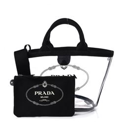 PRADA Plexiglass / Hemp Small Shopper Tote