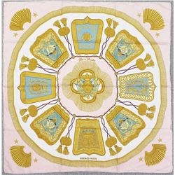 Authentic HERMES "Poste et Cavalerie" Pink 100% Silk Scarf