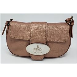 Fendi Metallic Pink Leather Selleria Baguette Bag