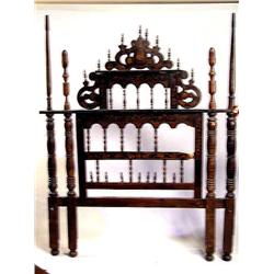 A BAROQUE INLAID WALNUT HEADBOARDContin
