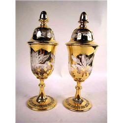 TWO NEARLY IDENTICAL PARCEL-GILT ENGRAV
