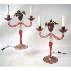 A PAIR OF PAINTED AND PARCEL-GILT CRANB