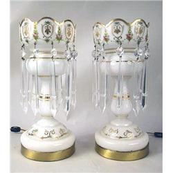 A PAIR OF PAINTED AND PARCEL-GILT LUSTR