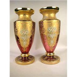 A PAIR OF PAINTED AND POLYCHROME-DECORA