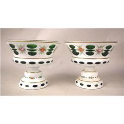A PAIR OF PAINT-DECORATED ENAMEL-CUT-EM