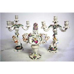 A GROUP OF FOUR DRESDEN PORCELAIN TABLE
