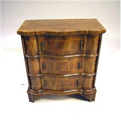 A BAROQUE STYLE INLAID WALNUT THREE-DRA