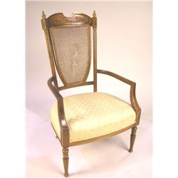 A PAIR OF LOUIS XVI STYLE CANED BACK AR