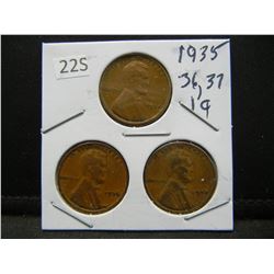 1935, 36, 37 Wheat Cents