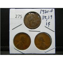 1918, 19, 20 D Wheat Cents