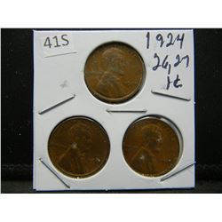 1924, 26, 27 Wheat Cents