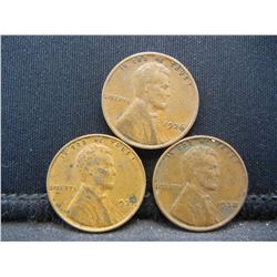 1936, 37, 38 Wheat Cents