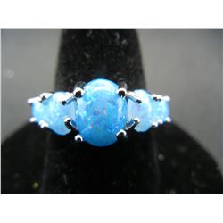 WOMAN'S BLUE FIRE OPAL RING (SIZE 7), FASHION JEWELRY