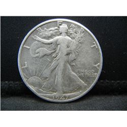 1947-D SILVER (90%) LIBERTY HALF, LAST YEAR