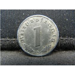 1942-A German Deutsch Reich 1 Reichspfennig "Swastica" Coin.