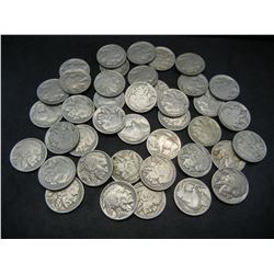 Lot of 40 1937 Full Date Buffalo Nickels.