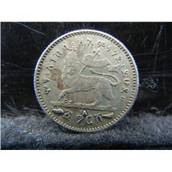 1895 Ethiopia 1 Gersh 83.5% Silver Coin.  Coin Weighs 0.04 Troy Ounce.