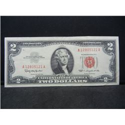 1963 $2 Red Seal Nice Crisp United States Note.  Serial # A12805121A.