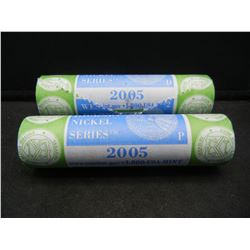 2005 P and D Mint Wrapped Rolls of Westward Journey Ocean View Nickels.  GEM.