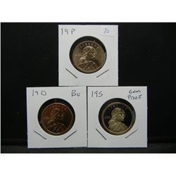 1919 P, D, and S Sacajawea $1.  P and D are choice BU and S in GEM Proof.