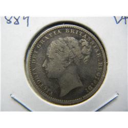 1884 Great Britain Silver Shilling.  Nice Very Fine.