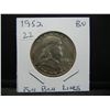 Image 3 : 1952 Franklin Half with Full Bell Lines.  Uncirculated.