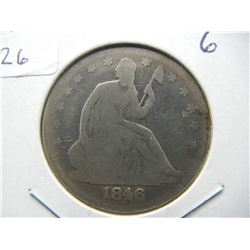 1846-O Seated Half.  Good 6.  Nice early New Orleans coin.