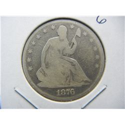 1876 Seated Half.  Good 6.