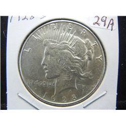 1928-S US Peace Dollar.  Almost Uncirculated.  One of the toughest dates.