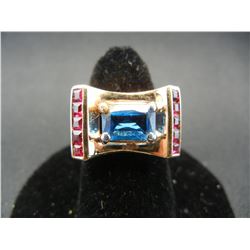 Ladies sterling ring size 5 ¾.  Plated gold toned  with semi-precious stones.