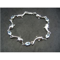 Seven-inch Sterling Bracelet with dolphin link design.