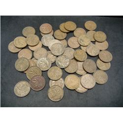 Lot of 50 George VI Canadian Cents Dated 1937-1952.