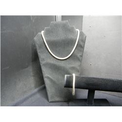 Sterling Silver Woman's Necklace & Bracelet Matched Pair. Both Marked "925"