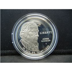 1993-S James Madison, Father of the Bill of Rights Proof Commemorative 90% Silver Dollar.