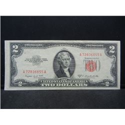 1953-B Red Seal $2 United States Note. Nice Crisp Note. Serial # A72836855A