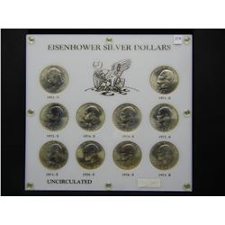 Eisenhower Silver 10-Coin 40% Silver Dollar Set Housed in Capitol Holder. All 40% Silver.