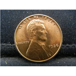 1936 Red Brilliant Uncirculated Lincoln Head Cent.
