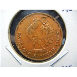 1943 Cameroon 1 Franc. AU. Scarce Type.