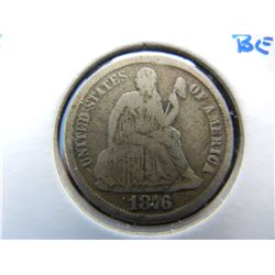 1876-CC Seated 10c. Fine Details. Bent.