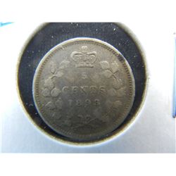 1893 Canada 5c Silver. VF.