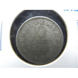 1826 German States 6 Kreuzer. Nice. Very Scarce.