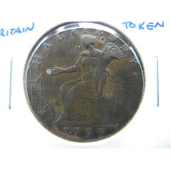 1792 Great Britaini 1/2 Penny Conder Token. Scarce.
