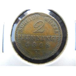 1868-R Germany 2 Pfennig.