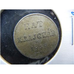 1849 Hungary 6 Krajczar. Rare.
