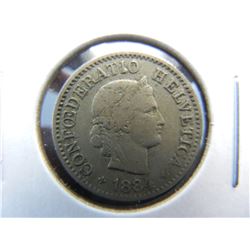 1884 Swiss 5 Rappen.