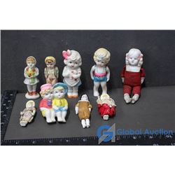 Collection of (9) Small Porcelain Dolls (Made in Japan)