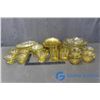 Image 1 : (4) Place Setting Patterned Amber Depression Glass